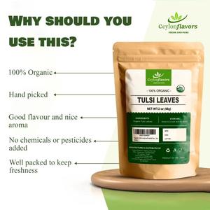 Tulsi entier séché de qualité supérieure, assaisonnement culinaire traditionnel, feuilles de basilic sacré en vrac - Product Image 3
