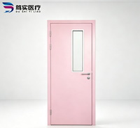 Porte battante manuelle pour salle blanche, porte simple pour salle blanche médicale avec fenêtre d'observation, panneau lisse insonorisé