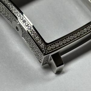 Boîtier de montre de haute qualité en acier inoxydable 316L personnalisé de 32 mm, incrusté de pierres CZ carrées, verre minéral, compatible avec le <span class=keywords><strong>mouvement</strong></span> <span class=keywords><strong>RONDA</strong></span> 505 - Product Image 4