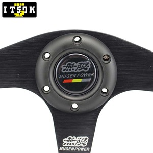 Auto 14inch 350mm Vera Pelle Volante Rosso Cuciture Piatte Ha Parlato Alla Deriva Da Corsa Auto JDM Tuning Rally Modificare per <span class=keywords><strong>Mugen</strong></span> - Product Image 2