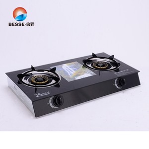 Table de cuisson à gaz double brûleur avec surface en verre, allumage électronique, cuisinière de table portable pour la cuisine à domicile - Product Image 1