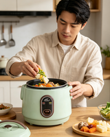 Cuisinière à riz électrique au design vert clair, fonction maintien au chaud, faible consommation, idéale pour les petites cuisines, appartements et dortoirs