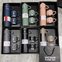 En stock, ensemble de gobelets isothermes en acier inoxydable, coffret cadeau, bouteille d'eau en métal à double paroi isolée sous vide avec 3 couvercles