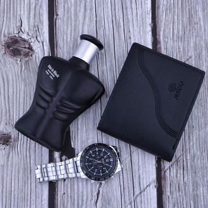 Coffret cadeau <span class=keywords><strong>homme</strong></span> 2020, 3 pièces : <span class=keywords><strong>parfum</strong></span> + portefeuille + montre à quartz en cuir PU, cadeau d'affaires - Product Image 3