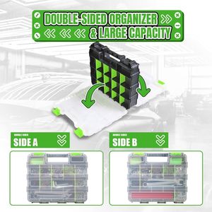 Double-sided Parts Storage Box 182x128x85mm Plastic Portable Tool Organizer for Electronics and Screws - Product Image 4