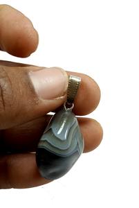 จี้หินอาเกตสีเทาห้อยคอหินบำบัดจี้หินก้อนเล็กๆสร้อยคอพลอยอัญมณี - Product Image 3