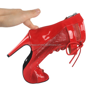 Bottes de danse à talon personnalisées en PU de haute qualité pour femmes, chaussures de danse jazz <span class=keywords><strong>salsa</strong></span>, rouge 11CM - Product Image 5