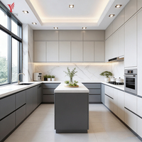 Meuble de cuisine modulaire en MDF avec évier, rangement moderne, armoire complète, îlot de cuisine intégré, meuble de garde-manger pour appartement