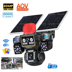 Aov bốn ống kính 20MP 10k HD ngoài trời năng lượng mặt trời giám sát Bullet <span class=keywords><strong>Camera</strong></span> 360 PTZ IP CCTV không dây năng lượng mặt trời 4 gam Sim thẻ máy ảnh an ninh - Product Image 1