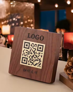 Innovador código <span class=keywords><strong>QR</strong></span> personalizado elegante café restaurante pantalla tallada menú Nfc etiqueta soporte de madera - Product Image 1