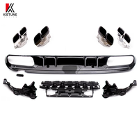 Diffuseur de pare-chocs arrière KIETUNE C-Class W205 avec embouts d'échappement en plastique noir brillant poli pour kit carrosserie de berline Mercedes-Benz