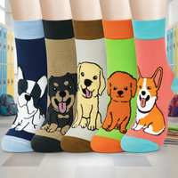 Chaussettes en coton pour femmes Chalier Cozy Over Knee, 5 paires, motif animal, chien, chat, cadeaux amusants et originaux pour femmes, taille unique (Corgi rose)