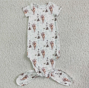 Conjuntos de peleles y shorts con volantes para bebés niñas, estilo vaquero con diseño de caballo y perlas, tipo tipi, con detalles de glaseado - Product Image 3