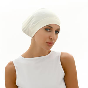 Vente en gros dames couleur unie filetage sous-capuchon turban de haute qualité casquettes correspondant à la dernière série plaine sous-capuchon - Product Image 2