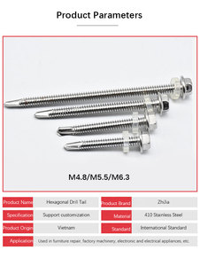 Tornillos Autoperforantes de Acero Inoxidable Duraderos con Cabeza Hexagonal, Servicio OEM y ODM de Fábrica para Pedidos al por Mayor - Product Image 5