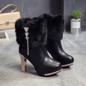 All'ingrosso scarpe da donna taglie forti nuove stivaletti con tacco alto stivali da donna di peluche alla moda da donna - Product Image 2