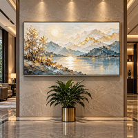 Peinture à l'huile abstraite beige avec texture de veines dorées et coups de pinceau fluides, art mural sur toile pour salle à manger, salle de réunion, hôtel, style moderne