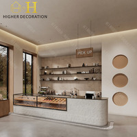 Comptoirs de café, design d'intérieur de café, vitrines de café, style Wabi Sabi, tons bois, pour boulangerie et café