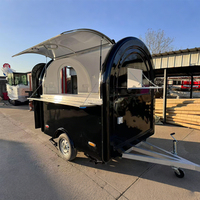 Mini-remorque alimentaire ronde noire et violette, chariot mobile rose pour la vente de hamburgers, mini-fourgonnette