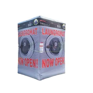 Mockup mesin cuci tiup raksasa dengan Blower udara untuk promosi pameran atau acara