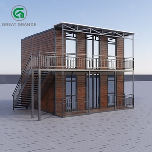 Casa contenitore espandibile con finestre dal pavimento al soffitto pieghevole cabina prefabbricata modulare 3 camere da letto piccola casa 2 piani - Product Image 1