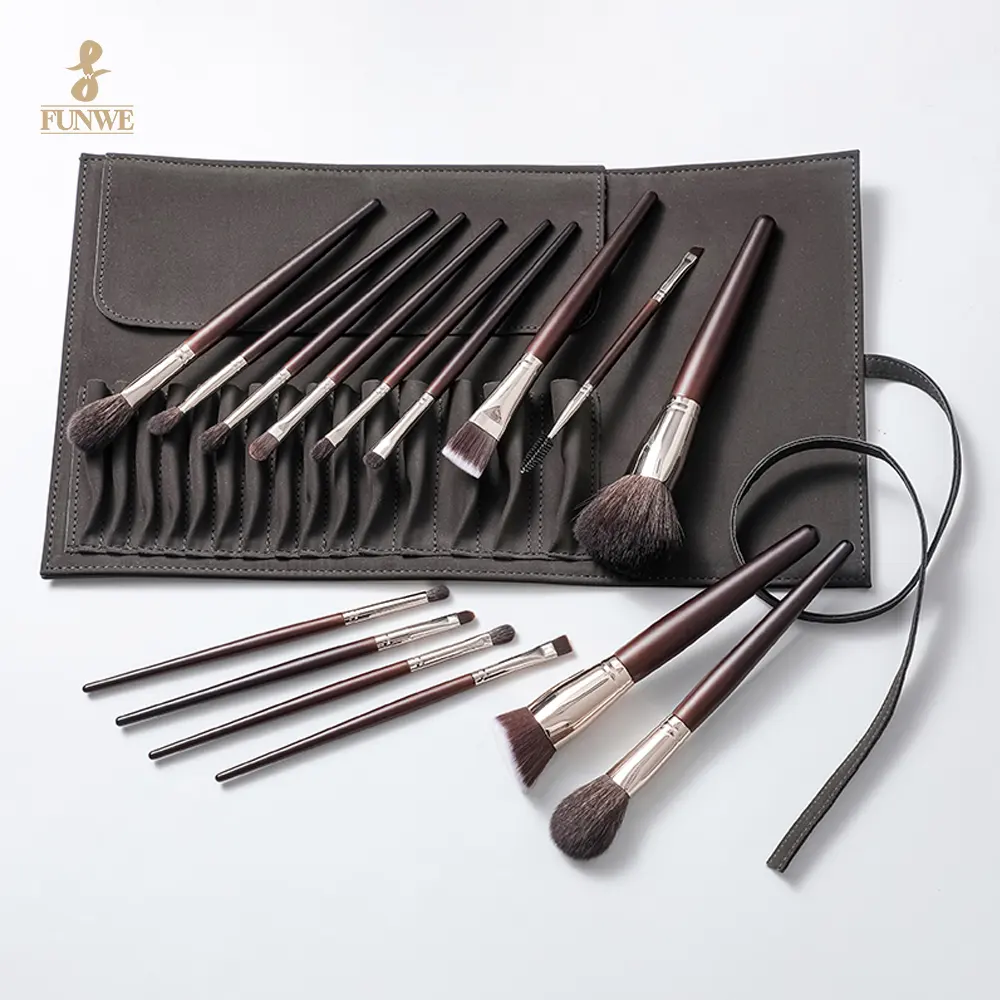 15pcs Fond de Teint Personnalisable en Usine Mélange Poudre pour Visage Ombres à Paupières Ensemble de Pinceau de Maquillage avec Sac