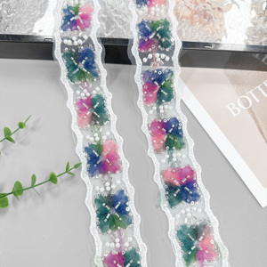 Bordure en dentelle brodée en maille verte carrée <span class=keywords><strong>pour</strong></span> la décoration de vêtements, robes, cols, couture DIY et accessoires de mode - Product Image 1