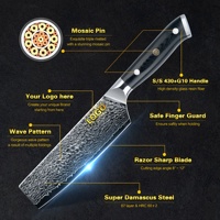 Noir G10 Mosaic Pin Handle Professionnel 7 pouces Couteau en acier Damas Chef japonais Nakiri 67 couches avec noyau en acier vg10