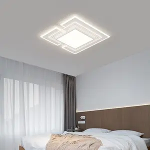 مصباح سقف ذكي عالي الأداء وبسيط لغرفة المعيشة 80 واط مربع أبيض لغرفة النوم ، مصباح سقف ليد ذكي للمنزل