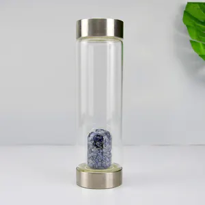 Cao Borosilicate rò rỉ bằng chứng sáng tạo unisex Glass đá quý tinh thể chai nước với nắp