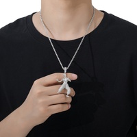 BESDZ0391 Ciondolo da Uomo in Ottone Placcato Oro per Kung Fu, con Micro-Pavé di Zirconi, Design Solido 3D, Icona Nazionale Personalizzata, Stile Hip-Hop