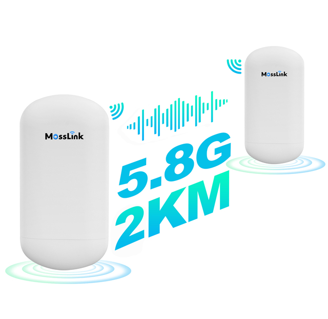 Mosslink 5.8Ghz PtP Wireless Bridge Outdoor 1-2km Long Range Wifi Repeater 450mbps 12dBi Point to Point Access Point CPE Bridge