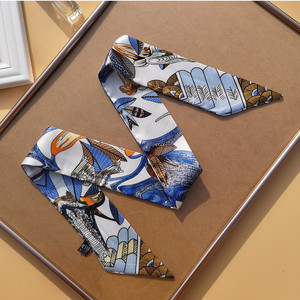 Mùa Hè Sang Trọng In Thiết Kế Mượt <span class=keywords><strong>Twill</strong></span> Satin Khăn 5*100Cm Dài Ribbon Hairbands Túi Xách Cổ Tie Cho Phụ Nữ - Product Image 3