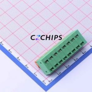 JL142R-50808GA1 Spring Terminal Block Bent Lead Through Hole,P=5.08mm Connector 1x8P 5.08mm Green Right Angle Insert - Product Image 2