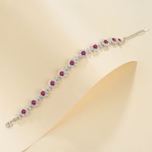 925 Silver Cultivated <b>Ruby</b> <b>Bracelet</b> Shines at Fashion Parties, Daily Wear, Birthday Gift for Girls and Friends Flower shape L - Product Image 1