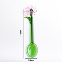 Neuer Japanischer Kreativer Glas-Milchdessertlöffel mit Maiglöckchen-Design, Bunter Transparenter Löffel mit Langem Griff für Kaffee, Klein