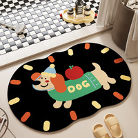 Tapis de salle de bain moderne en boue de diatomée super absorbante, motif chiot mignon, séchage rapide, antidérapant, pour la maison et l'hôtel, tapis de sol pour chambre d'enfant