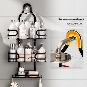 Estante de almacenamiento de artículos de <span class=keywords><strong>baño</strong></span>, colgador de cabezal de ducha de Metal para colgar en la pared del inodoro con almacenamiento de Gel de ducha para organización de artículos de tocador - Product Image 2
