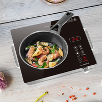 Table de cuisson en céramique en verre noir poli 2200W Haute résistance à la température Plaque chauffante infrarouge portable simple