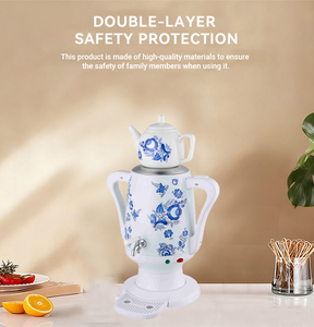 Electric Russian Sleeve Pot Turkish Tea Maker Samovar <strong>Long</strong>-<strong>mouth</strong> Kettle Set 1L+3L Large Capacity for Hotel - Product Image 5