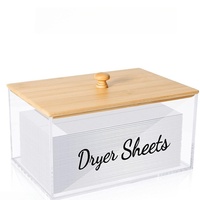 Distributeur de feuilles de séchage pour lessive de salle de bain en acrylique transparent, facile à nettoyer, design moderne, boîte de rangement pour papier de séchage, présentoir