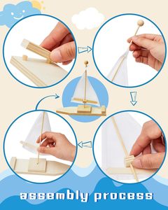 Kits de bateaux à voile en bois DIY pour enfants, modèle de <span class=keywords><strong>bateau</strong></span> en bois brut à peindre et décorer, cadeau créatif fait main pour les fêtes - Product Image 3