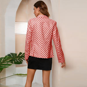 Chaqueta de Tweed rosa con estampado de Mujur para mujer, chaqueta Sexy informal de talla grande para otoño - Product Image 6