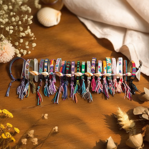 Bracciale intrecciato Pulsara Tubo con conchiglia multicolore, stile bohémien, regalo unisex, gioielli, 24 pezzi, Rif. 47150 - Product Image 2