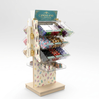 Présentoir à bonbons personnalisé avec bacs en acrylique - Présentoir de sol en bois pour aliments en vrac pour supermarchés et magasins de fruits secs