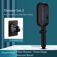 Douchette à main ABS chromée 3 fonctions haute pression, économie d'eau, en plastique, ronde, détachable, pour salle de bain