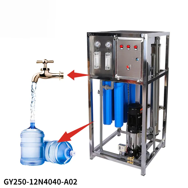 GY250-12N4040-A02 250LPH water purification filter small RO reverse osmosis water treatment machinery