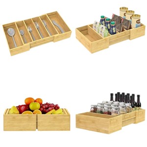 Bamboo Wood <b>Storage</b> <b>Box</b> Rectangular Natural Color Standing Type For <b>Kitchen</b> Countertop Organizers - Product Image 3