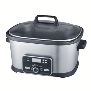 Cuisinière lente <span class=keywords><strong>électrique</strong></span> en acier inoxydable programmable de 4 à 6 L pour la maison, minuterie numérique, couvercle en verre, poignées pliables pour économiser de l'espace, maintien au chaud - Product Image 6