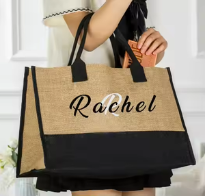 Beach <b>Bags</b> for Women Personalize Large Capacity <b>Bridesmaid</b> Bachelorette <b>Gift</b> Cotton Canvas Burlap Tote <b>Bags</b> - Product Image 5